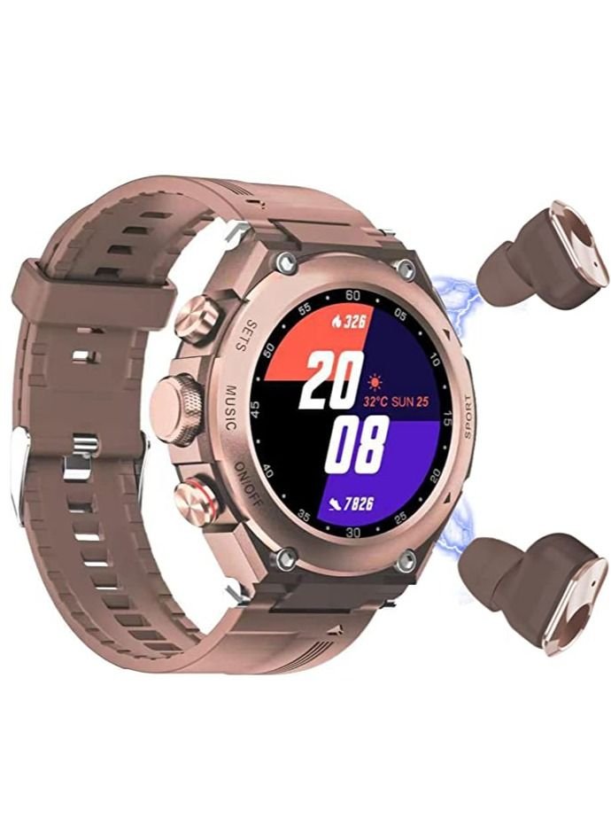 AROAQ T92 Smart Watch with Headset Bluetooth 3 IN 1 Smart Watch Integrated Wireless Headset Temperature Heart Rate Monitor Brown