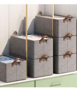 WAOKN 4pcs Clothes Storage Box ,Foldable Closet Storage Box, Folding Storage Baskets ,Thickened and reinforced, not easily deformed,Wardrobe Fabric Cabinet Closet Shelf Organizer Storage for Clothes,Toys,Books with Carrying Handles.