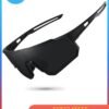 Cuken Outdoor Sports UV Protection Half Frame Sunglasses, UV400 Polarized Cycling Safety Sports Sunglasses Fishing Sunglasses, Windproof Goggles for Baseball Golf (Black)
