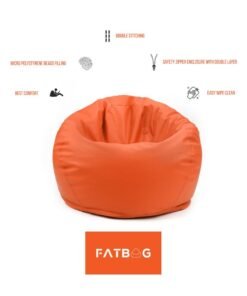 Alternative view of Fatbag Faux Leather Bean Bag with Polystyrene Beads Filling(Orange)