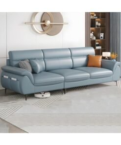 Comfynest Extra Long Pine Wood Modern Sofa With Storage Seats 3 No Resis//Tures Thick Cushion - Anti Cat Scratch Fabric 210 X 86 X 90 Cm Light Blue