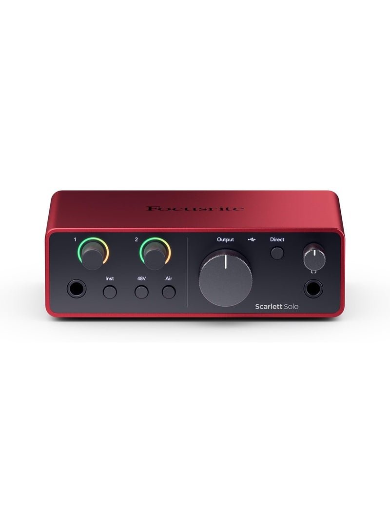 Focusrite Scarlett Solo 4th Gen USB Audio Interface with Software Suite Bundle with H&A 10ft XLR Microphone Cable for Recording Studio, Podcast, Streaming, and Music Production