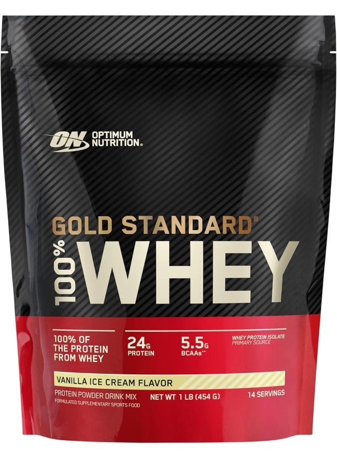 Optimum Nutrition Gold Standard 100% Whey Protein Powder, Vanilla Ice Cream, 1 Pound (Packaging May Vary)