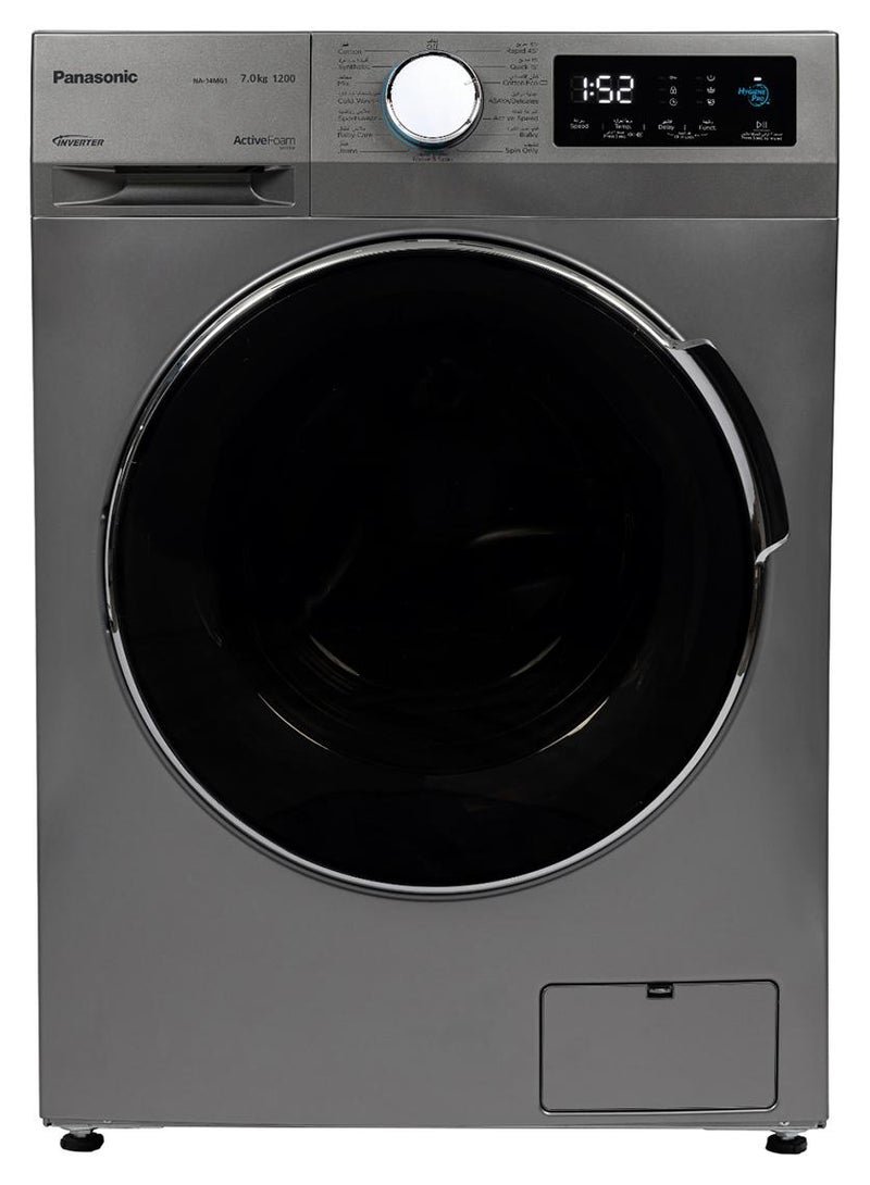 Panasonic 7 Kg Front Load Washer 1200 RPM, Abaya wash by ABAYA/Delicates, Active Foam by Active Speed, Inverter, Pause & Add, Inverter technology 7 kg NA-14MG1LAE Silver