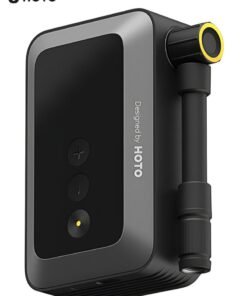 HOTO Mini Electric Air Pump – HOTO Pocket Tire Inflator with 150 PSI Max, Fast USB-C Charging, Custom Presets, Digital Display, Lightweight Design – Black – QWCQA002