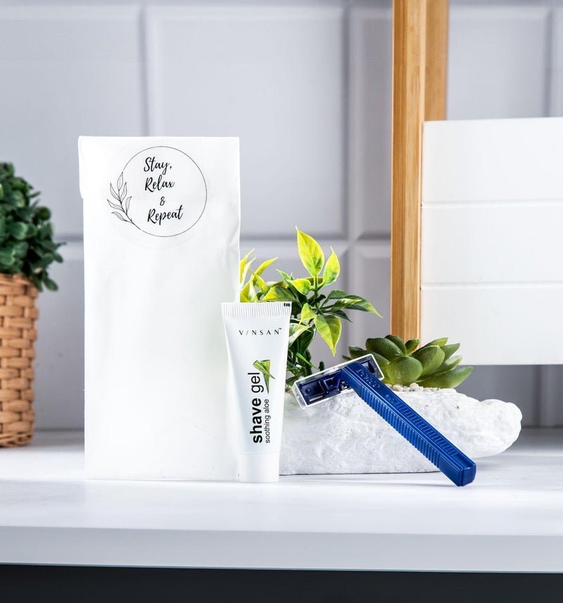 clayherbs Toiletries Sets Hotel Accessories,Hotel Kit,Guest Room Amenities,Marriage Guest Toiletry Kit Hospital Kit Shaving Kit (1 Razor & 1 Shaving Gel Tube 8g) Set Of (150)
