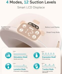 Paruu Wearable Breast Pump 4 Modes, 12 Levels, 240g, BPA-Free, Hands Free Breast Pump, Comfortable, Leak-Proof, Strong Suction