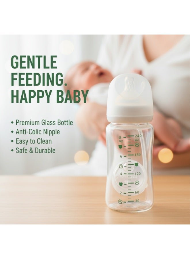 Poney Glass Feeding Bottle 240ml | Milk Bottle for Baby | Baby Feeder | Baby Bottle Glass | Safe & Durable Feeding Glass Bottle for Newborns - Image 3