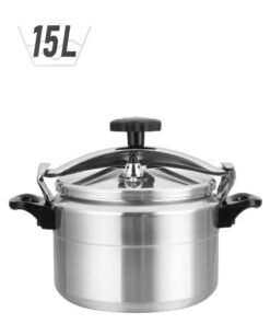 DELCASA 15 Liter Aluminum Pressure Cooker Equipped with Multi Safety Device and Unique Pressure Indicator Durable Aluminum Alloy Construction with Firm Handles Silver