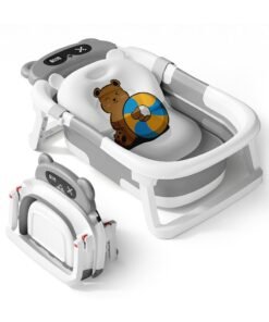 ONETO Baby Portable Foldable Bathtub For Newborn to Toddler With Soft Cushion Water Plug And Anti Slip Support Legs No-Slip Hanging And Detachable Bathtub