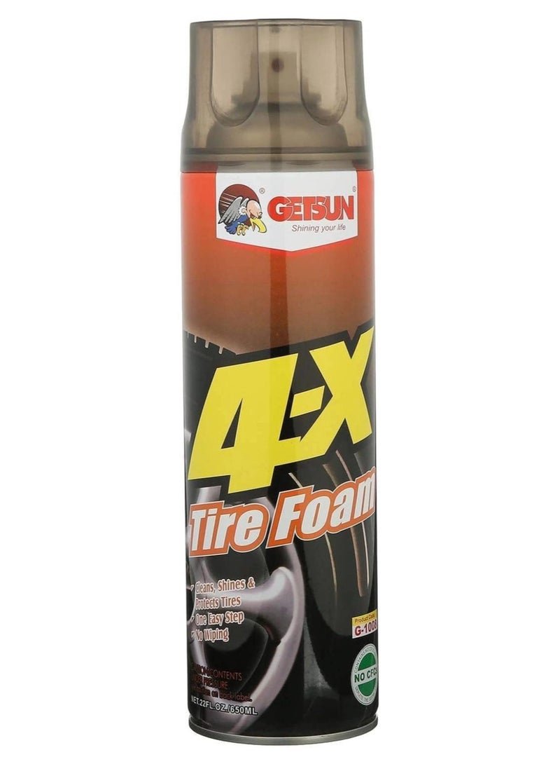 Getsun 4X Tire Foam Cleaner - 650ml | Cleans, Shines & Protects Tires | No Wiping Require