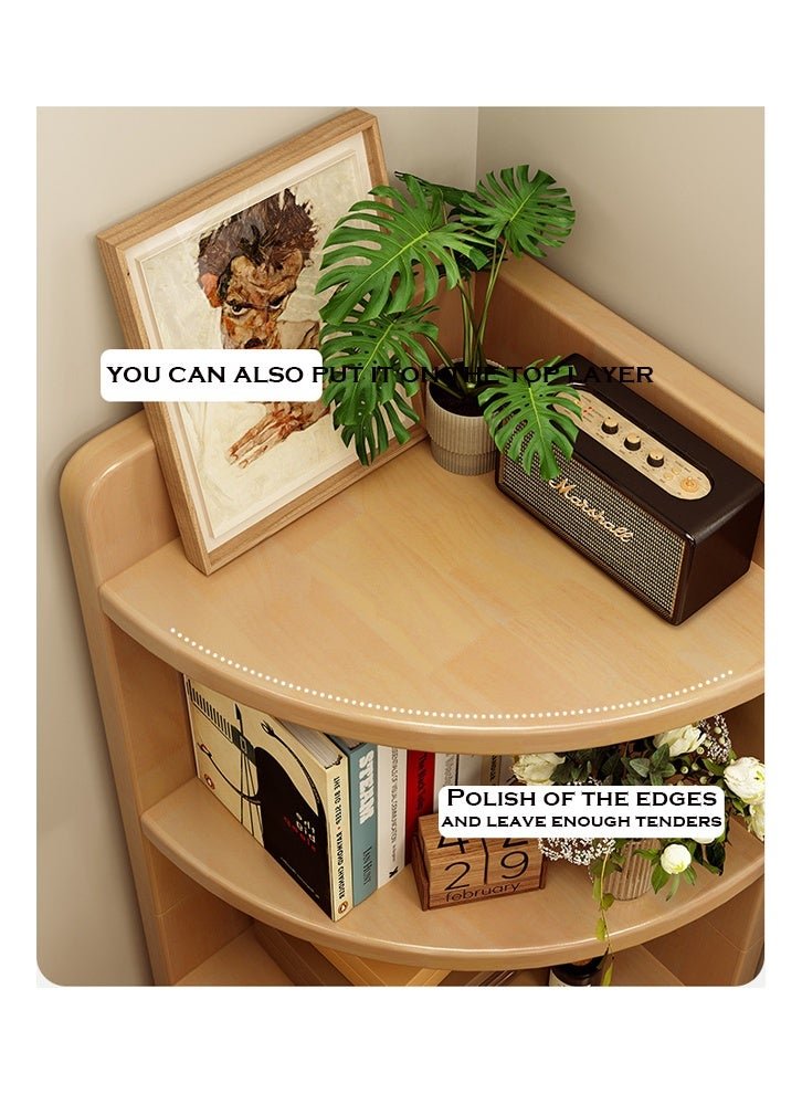 keke Solid Wood Corner Storage Rack Fan Shaped Living Room Triangle Cabinet Floor Corner Wall Cabinet Bookshelf - Image 3