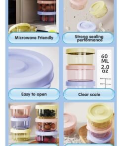 Super ZYouth 6 PCS Baby Food Storage with Lid, Reusable Infant Food Containers Jars, Leak-Proof Snack Container for Infant & Babies, Microwave Dishwasher Friendly, 60ml - Image 3