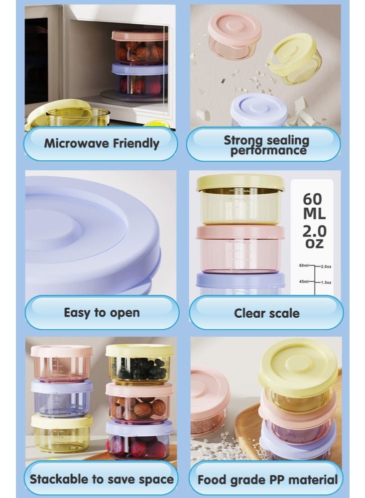 Super ZYouth 6 PCS Baby Food Storage with Lid, Reusable Infant Food Containers Jars, Leak-Proof Snack Container for Infant & Babies, Microwave Dishwasher Friendly, 60ml - Image 3