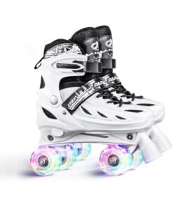 MONOGUE Kids Roller Skates Adjustable Size Roller Skates with Light-Up Wheels Skates for Toddler Kids & Beginners Perfect for Indoor&Outdoor Skating