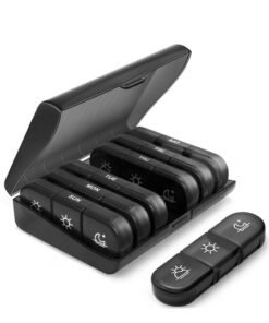 Weekly Pill Organizer 3 Times A Day, Portable Travel Pill Box 7 Day with Large Compartments, Portable Travel Pill Case for Vitamins, Medicine, Fish Oils, Supplements (Black)