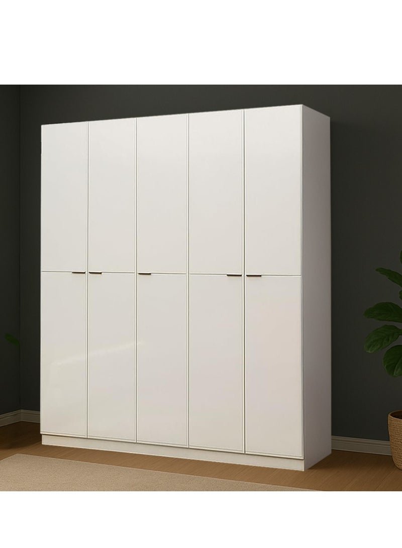 ROYALOAK Oliver 5 Door Wardrobe | High-Gloss Finish | HDF Wood | Modern Freestanding Cupboard | Durable Bedroom Storage Cabinet