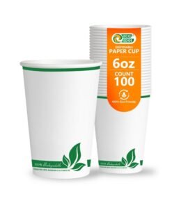 EcoEdge 6 Oz Disposable Heavy-Duty Party Paper Cups Paper Cups (Pack of 100) | For Juice and Water | Durable, Compostable, Cost-Effective | For Restaurants, Hotels and all Events | 100% Sustainable