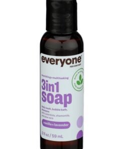 everyone for every body 3-in-1 Soap Travel Size, Body Wash, Bubble Bath, and Shampoo, Vanilla & Lavender, 2 Fl Oz