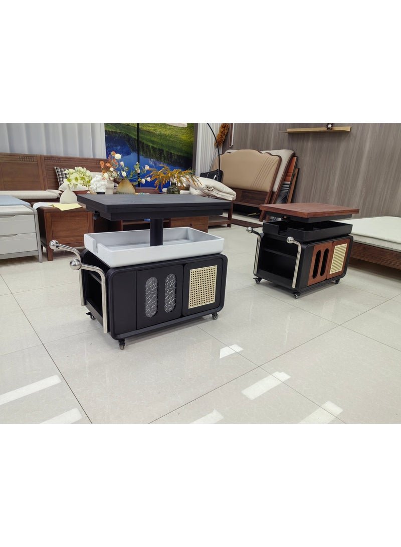 Popular style furniture. Equipped with pulleys, solid wood movable coffee table, suitable for small households, expandable dining table, suitable for dining rooms, living rooms, bedrooms, kitchens