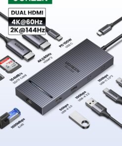 Ugreen Revodok USB C Hub 10 in 1 Dual HDMI 4K@60Hz Display Docking Station 100W Fast Charging, 1000Mbps Network Hub  USB A 3.0+USB A 3.2+2USB C 3.2 10Gbps Data Transfer SD Card Reader for Macbook Pro |
