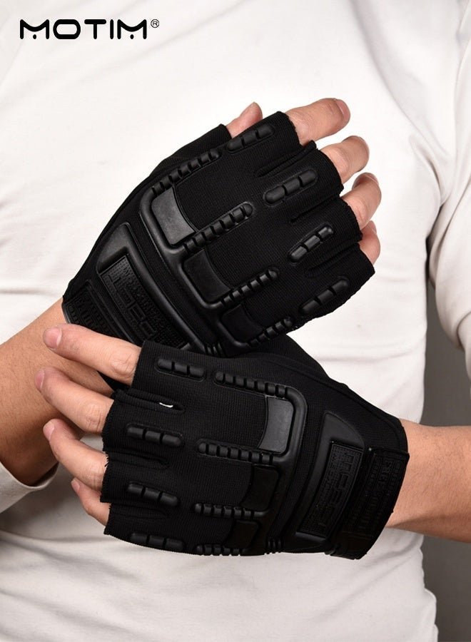 Motim Motorcycle Gloves Half-Finger Gloves with Adjustable Velcro, Non-Slip Grip/Breathable Protective Gloves, Adjustable Training Gloves for Men and Women - Image 3