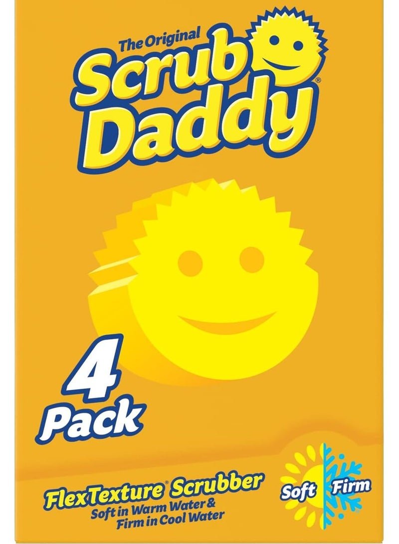 Scrub Daddy All Purpose Cleaning Sponge, Scratch Free Scrubber for Dishes and Home, Soft in Warm Water, Firm in Cold, Deep Cleaning Kitchen and Bathroom, Multi-use, Set Of 4.