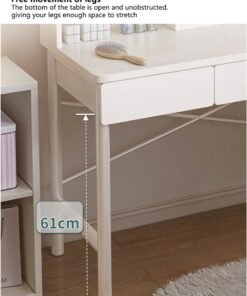 Sharpdo Bedroom Dressing Table Makeup Dressing Table with Mirror and Light, Makeup Dressing Table with 2 Drawers and Storage Shelves Dressing Table With Drawers Vanity Table Beautiful Makeup Table (Without Dressing Stool) 80*40*123cm - Image 4