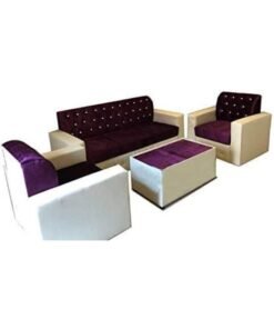 Maharat Al Bahar 5– Seater Sofa Set With Table Fabric Beige/Purple 190x80x80