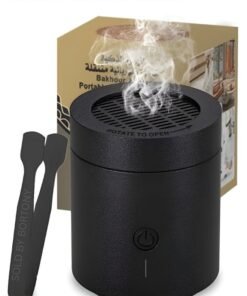 Telawah Portable Electronic Bakhour Burner with Rotating Head, Car Bakhoor 2000mAh Rechargeable Incense Diffuser, Fast Heating Auto Safety Shut-Off Every 1–2 Minutes, Type-C Aromatherapy Burner