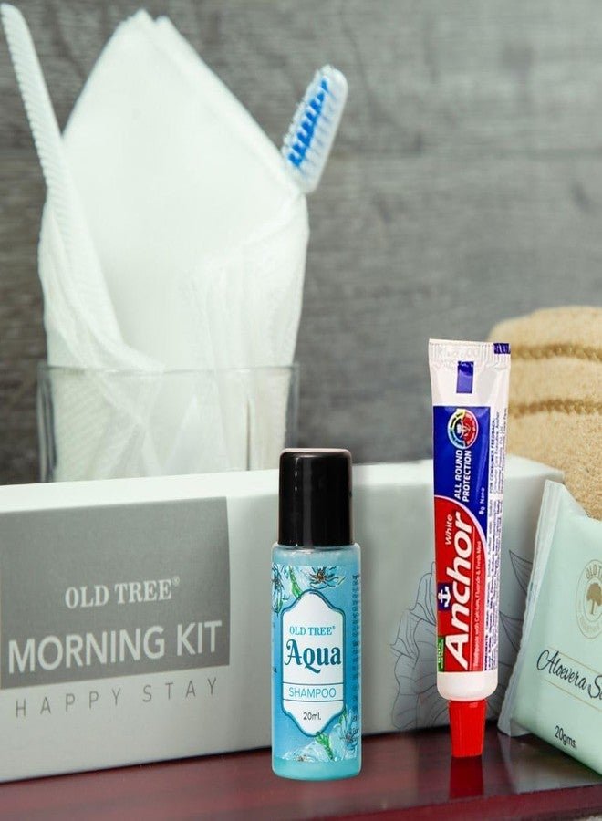 Old Tree Morning Kit for Hotel (Set of 50 Boxes) - Aqua Shampoo, Soap, Comb, Dental kit- Hotel Toiletries Luxury Morning Kit for Guest House | Hotel Accessories | Marriage Hall | Resort | Hospital | Travel Kit