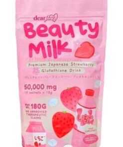 dear face Beauty Milk by Dear Face – 50,000mg Japan Collagen & Glutathione Drink | Strawberry Flavor for Skin Brightening & Youthful Glow