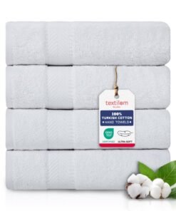 TEXTILOM Turkish Hand Towels for Bathroom  Hotel and Spa Quality  Soft  Absorbent  Quick Dry Bathroom Hand Towels  100 Cotton Turkish Hand Towel Set of 4 16 x 28 inches  White