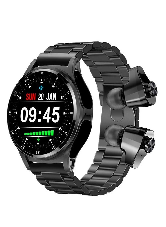 AROAQ GT66 Smart Watch With Earbuds 1.39inch Round Fitness Tracker With Heart Rate Sleep Monitor 100+ Sport Modes Sports Watch For Men Women