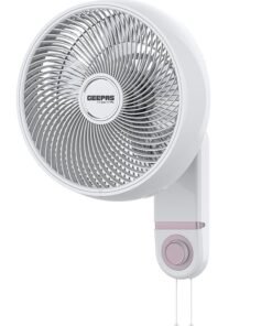 GEEPAS 14" Wall Fan With 3 Speed Setting, ABS Circulator Head, AS 5 Fins Blade, ABS Body, Wide Angle Oscillation, 60W Powerful Motor, Chrome & Silver Painting Decoration 60 W GF21203 White