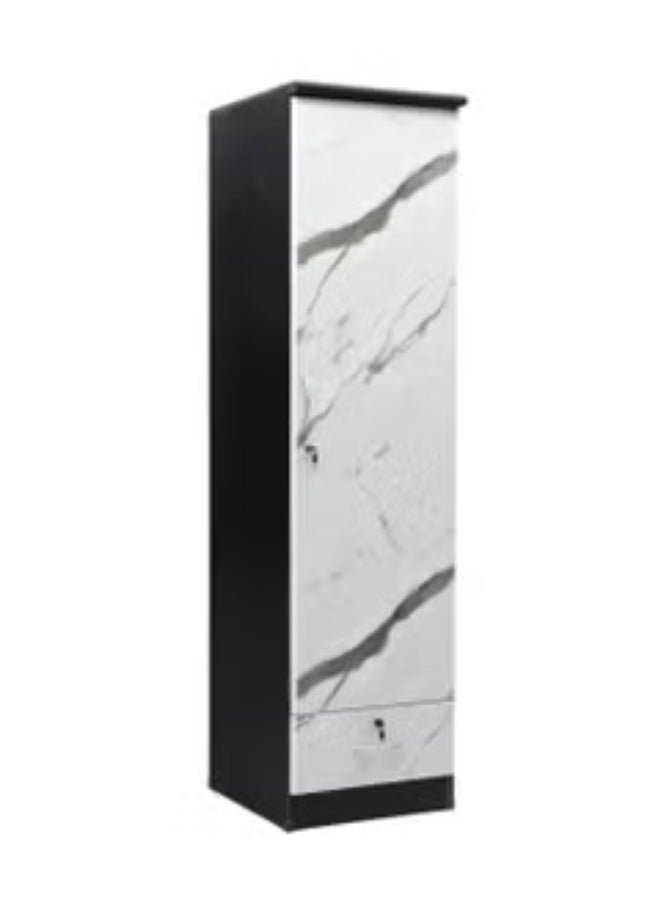 ALWASIT HOME 1 Door Wooden Wardrobe Cabinet Cupboard With Door & Drawer Lock Keys Engineered Wood Perfect Modern Stylish Heavy Duty Color Wenge Marble
