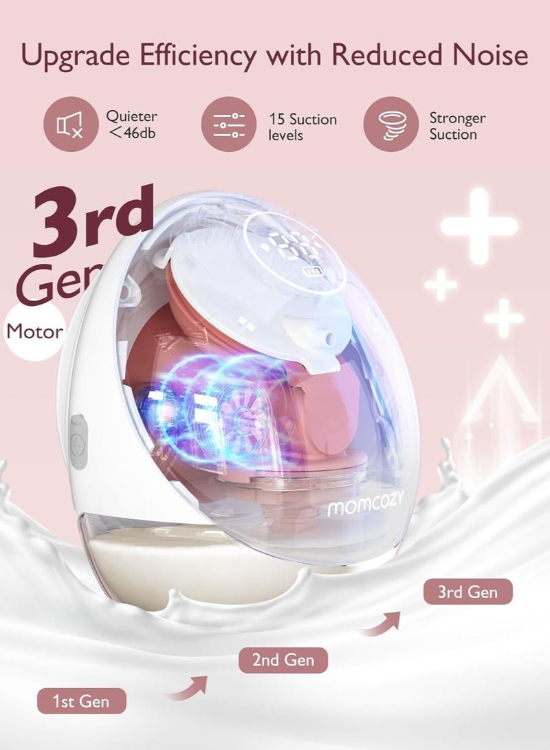 Momcozy M9 Breast Pump Hands-Free Mobile Flow, App Discreet Control with Personalized Multi-Modes and 15 Levels, Independent Breastmilk Storage, Wearable M9 Breast Pump 24mm - Image 2