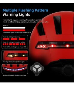 Alternative view of ULIP Smart Bicycle Helmet With Front Rear Led Light Detachable Visor And Lining For Adults Men Women Bike Skateboard Cycling Roller Scooter Commute