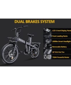 Baicycle Electric Bike Mountain bike 48V 15.3Ah Removable Battery 32Km/H with 750W Brushless Motor 7-Speed 20inchTires Front Fork Suspension  Silver - Image 3