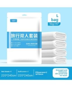 Disposable Bed Sheet Travel Four-piece Portable Hotel Supplies Disposable Bath Towel Dirty Bed Sheet Quilt Cover Suit-Color:Pure White Single Three-piece Set