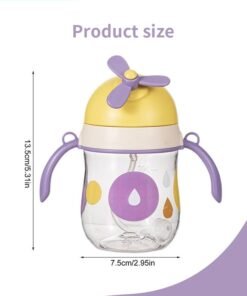 Alternative view of Soft Touch Baby Straw Bottle Toddler Water Bottle Sippy Cup for Baby 6-12 Months Baby Straw Cup with Handles 300ml (Purple)