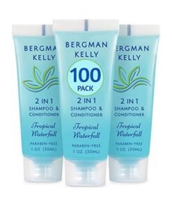 BERGMAN KELLY Tl Size Shampoo & Conditioner 2 In 1 (1 Fl Oz 100 Pk Tropical Waterfall) Delight Your Guests With Invigorating And Refreshing Shampoo Amenities Small Hotel Toiletries In Bulk