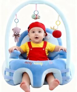 MissTiara Baby Sofa Learn Sitting Chair With Toys Rack, Nursery Sit Support Plush Seat, Soft Hugging Pillow Cushion, Infant Floor Seats, Non-slip Armchair, Cartoon Animal Design, Gift for Kids Boys Girls
