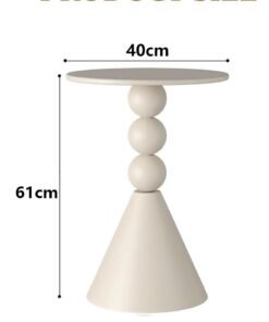 XiuWoo Round End Table, Iron Structure Side Table, Round Pedestal Side Table, Modern Home Décor Bedside Table Retro Circle Center Table Coffee Table for Small Space Living Room, Bedroom, White