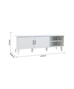 DANUBE HOME Arlo TV Cabinet For Up To 55 Inches TV Entertainment Modern Design Wall Unit Furniture Wooden TV Stand For Living Room Bedroom TV Rack L152xW40xH49 cm White