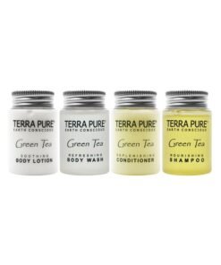 Terra Pure Green Tea 1.0 Oz. Toiletries Set ; 1Shoppe Allinkit Amenities For Hotels Airbnb & Rentals ; Hotel Shampoo & Conditioner Body Wash Body Lotion ; 80 Piece Travel Set