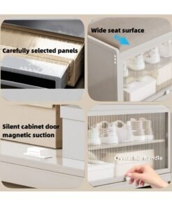XiuWoo Shoe Rack Bench, Home Doorway Stool Shoe Cabinet, With Soft Upholstered Cushion, Transparent Door,Small Household Can Storage Shoe Shelf