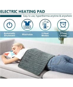 LIMOS Heating Pad - Electric Heat Pad for Back Pain and Cramps Relief Electric Fast Heat Pad with 10 Heat Settings Auto Shut Off Machine Washable 12" x 24"