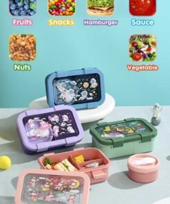 Super ZYouth Lunch Boxes for Kids, Bento Box for Children's School with 3 Compartments and Sauce Box, Leak-Proof Lunch Food Container - Image 4