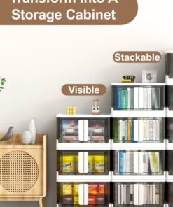 Toshonics Collapsible Storage Cabinet Rack with Wheels, Heavy-Duty PP Material, Glossy Modern Design, Foldable and Portable, Multi-Layer Storage for Home, Office, Kitchen, Bathroom, Outdoor Use, Secure Double Door Lock, Easy to Clean and Assemble, Available in 6 Sizes for Versatile Storage Needs - Image 5